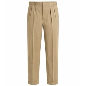 AXIST Pleated Trousers Men 42/30 Khaki Tan Cotton Cuffed Relaxed Chino Pants